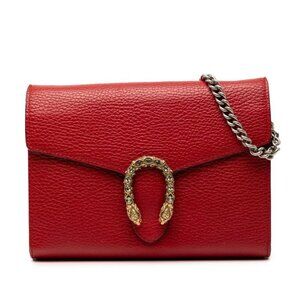 Gucci Dionysus Chain Wallet Shoulder Bag Red Leather